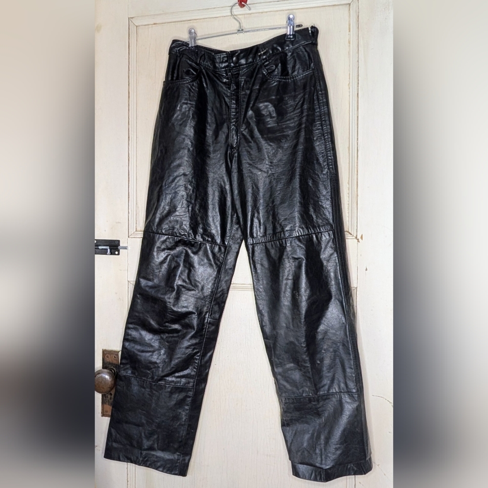 Black 100% Leather Pants
